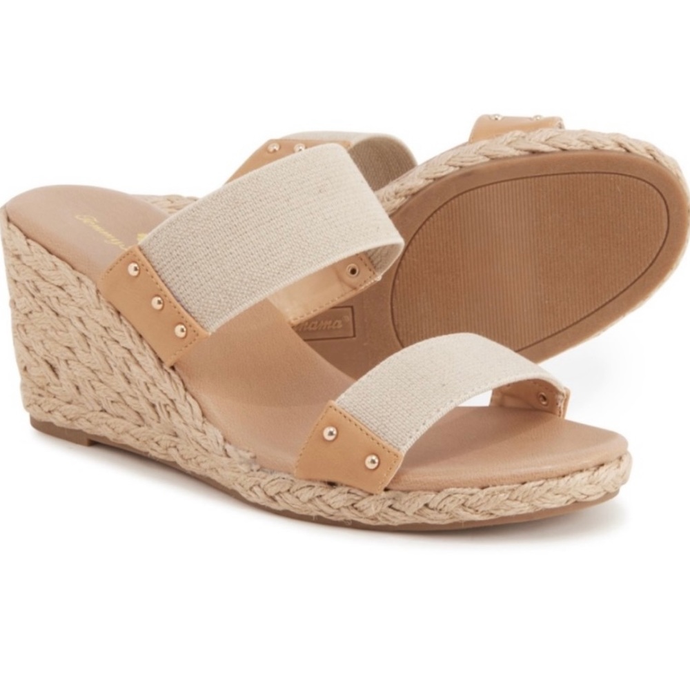 Tommy Bahama Super Wedge Sandals Women's Tan with gold accents Size 9